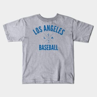 Los Angeles Baseball Distressed Hipster Logo (Blue) Kids T-Shirt